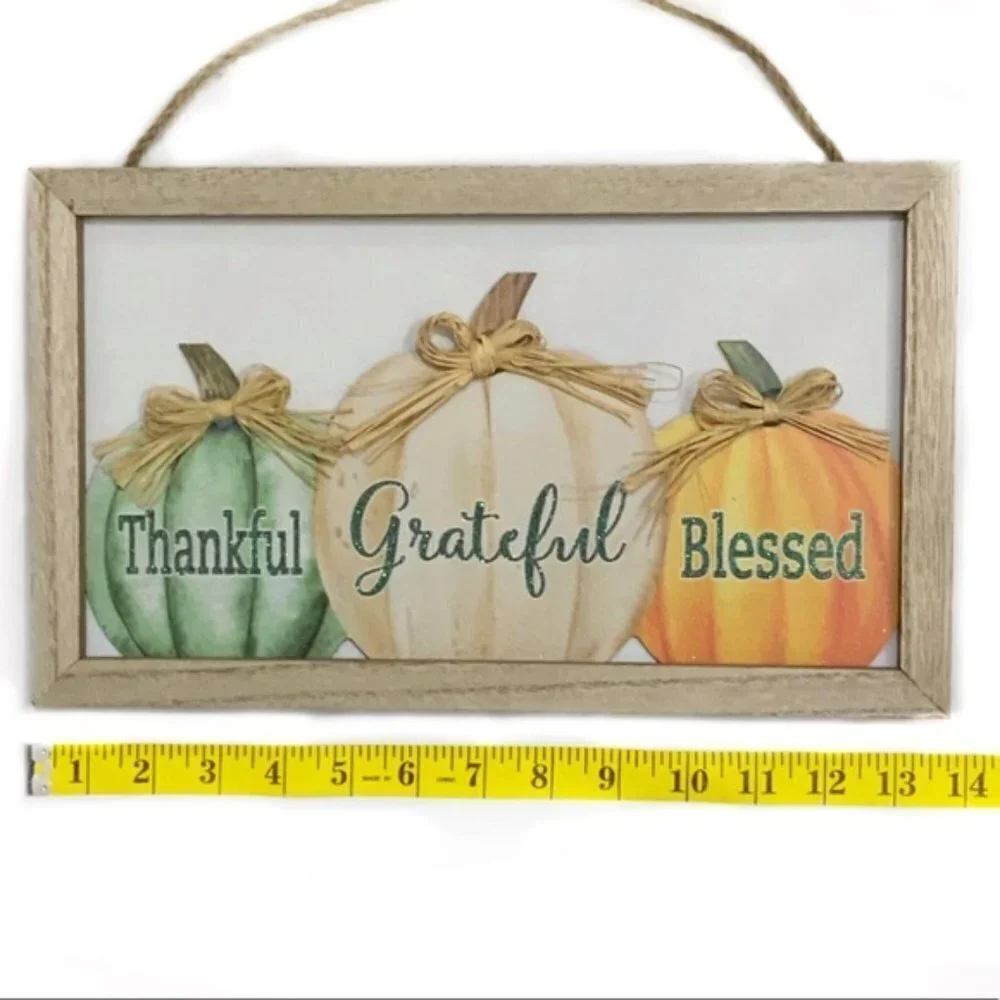 Modern Farmhouse Wall Hanging Fall Autumn Halloween Thanksgiving Decor 14 x 8 in